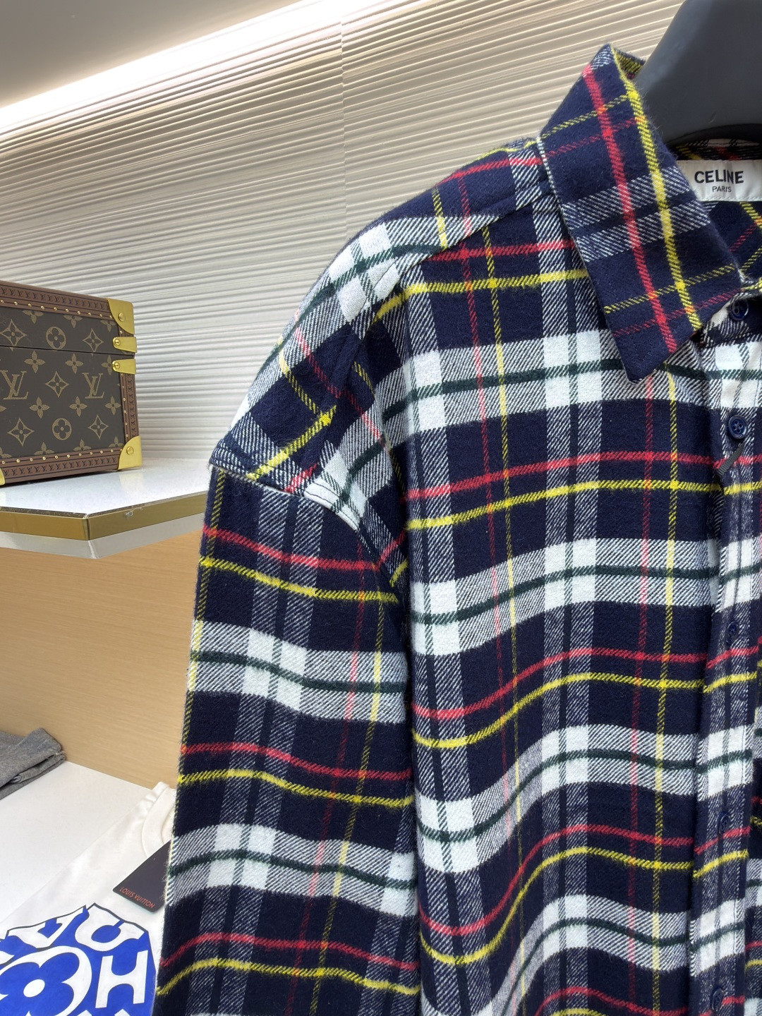 CELINE 赛琳 羊毛标识格子衬衫 外套 长袖 B0 RC07H0H06-07RU