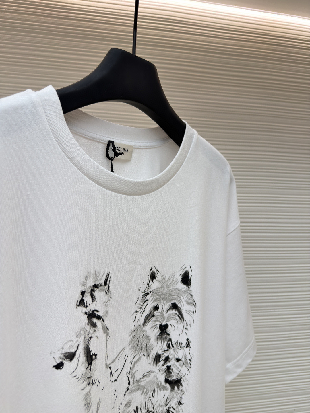 CELINE 赛琳 素描小狗 短袖 T恤 圆领 夏款 白色 A0 RX0IH1242-01GD