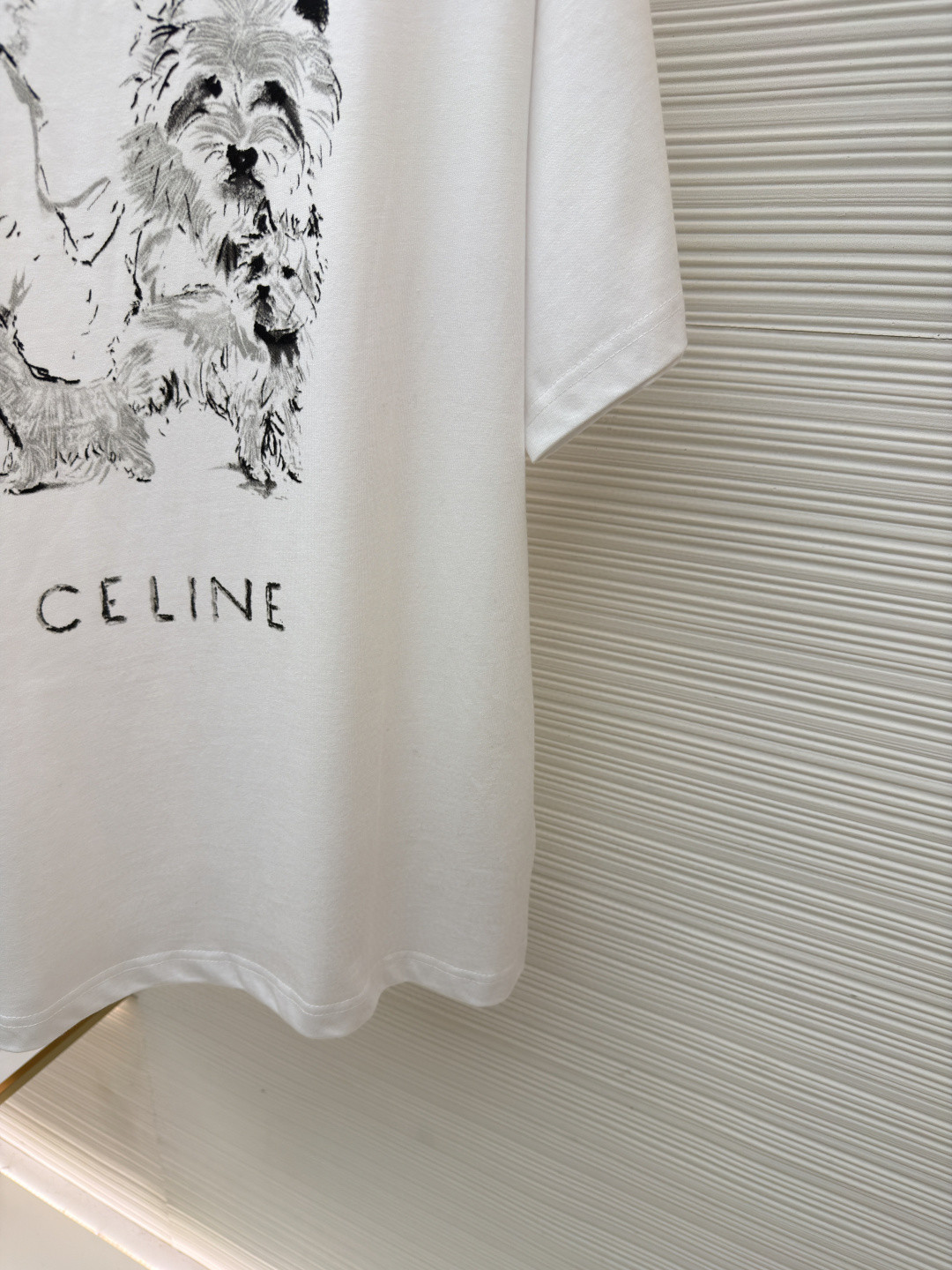 CELINE 赛琳 素描小狗 短袖 T恤 圆领 夏款 白色 A0 RX0IH1242-01GD