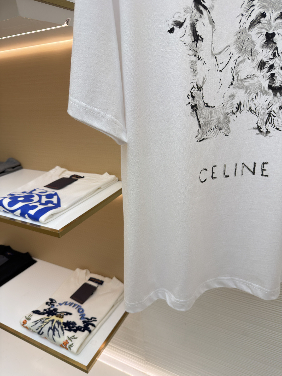 CELINE 赛琳 素描小狗 短袖 T恤 圆领 夏款 白色 A0 RX0IH1242-01GD