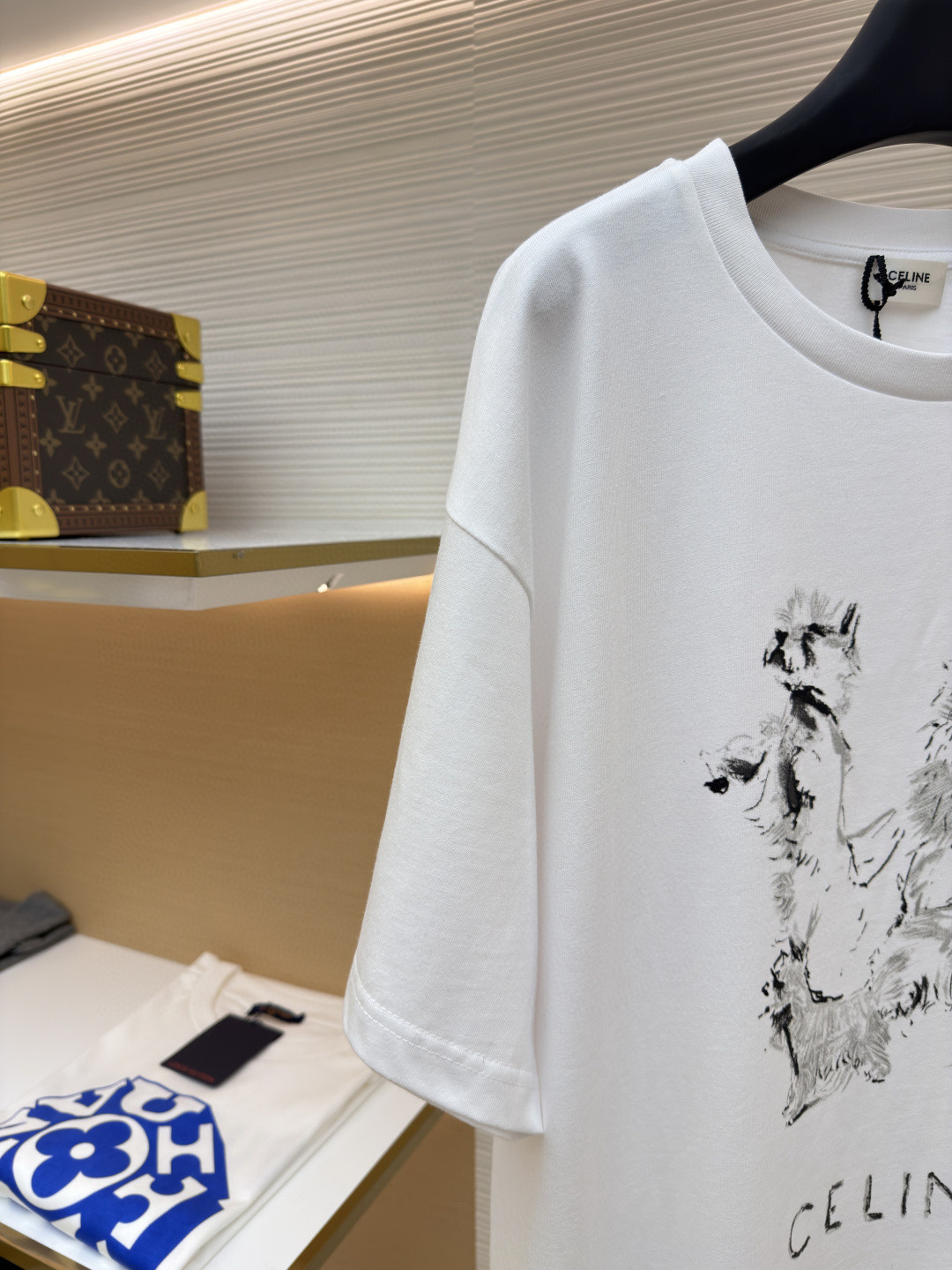 CELINE 赛琳 素描小狗 短袖 T恤 圆领 夏款 白色 A0 RX0IH1242-01GD