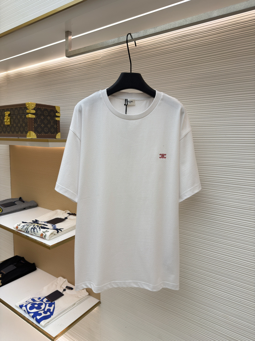 CELINE 赛琳 凯旋门刺绣标识 短袖 T恤 圆领 夏款 白色 A0 