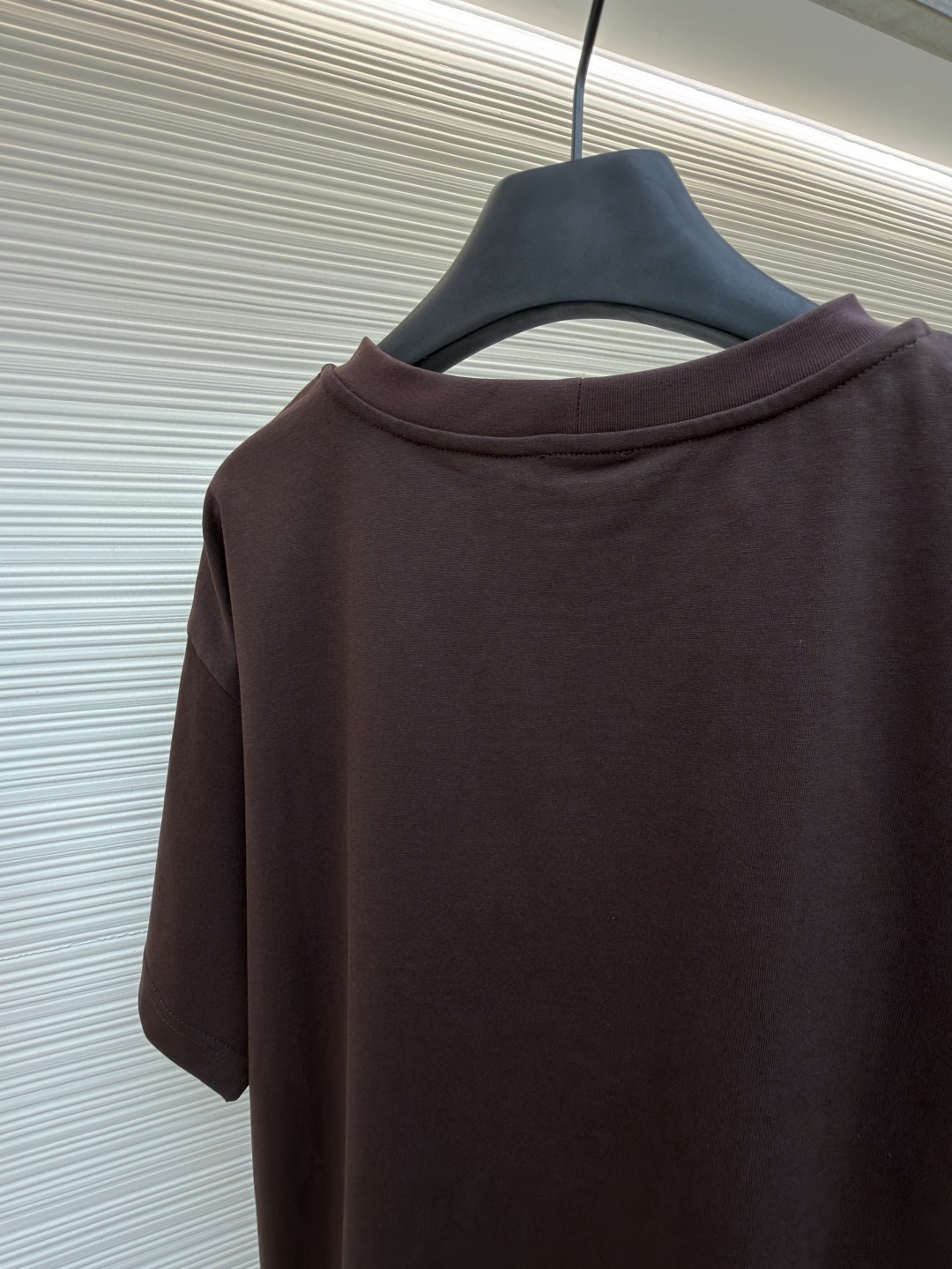 CELINE 赛琳 凯旋门刺绣标识 短袖 T恤 圆领 夏款 棕色 A0 RX0HW1243-19DY