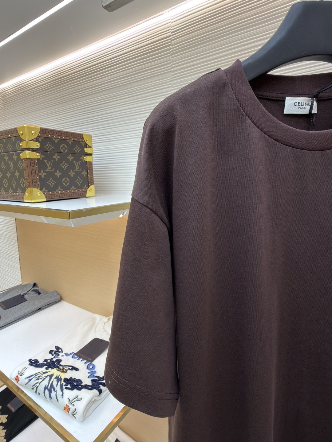 CELINE 赛琳 凯旋门刺绣标识 短袖 T恤 圆领 夏款 棕色 A0 RX0HW1243-19DY