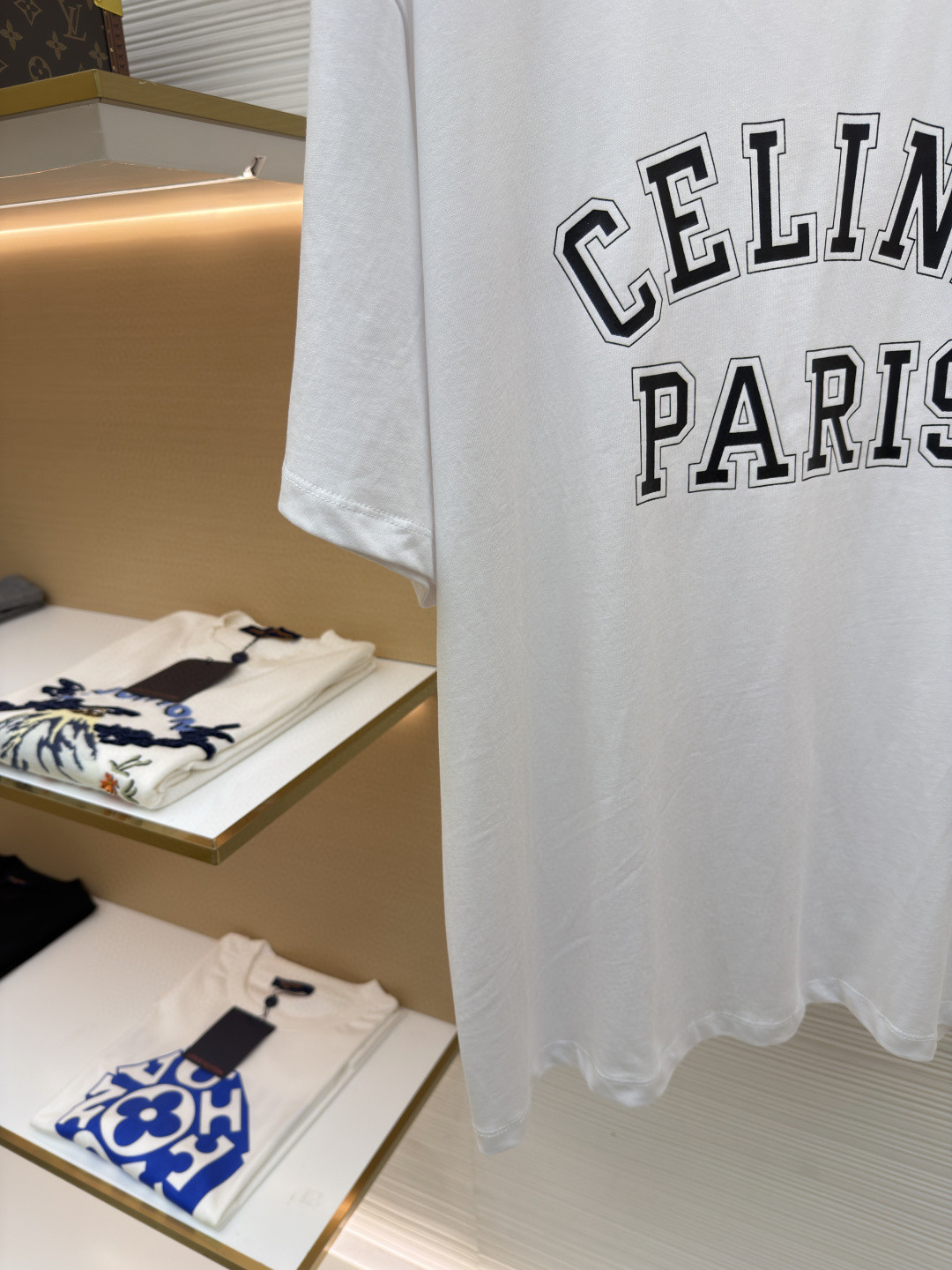 CELINE 赛琳 Paris印花 短袖 T恤 圆领 夏款 白色 蓝色 A0 RX0EF507Z-01OB