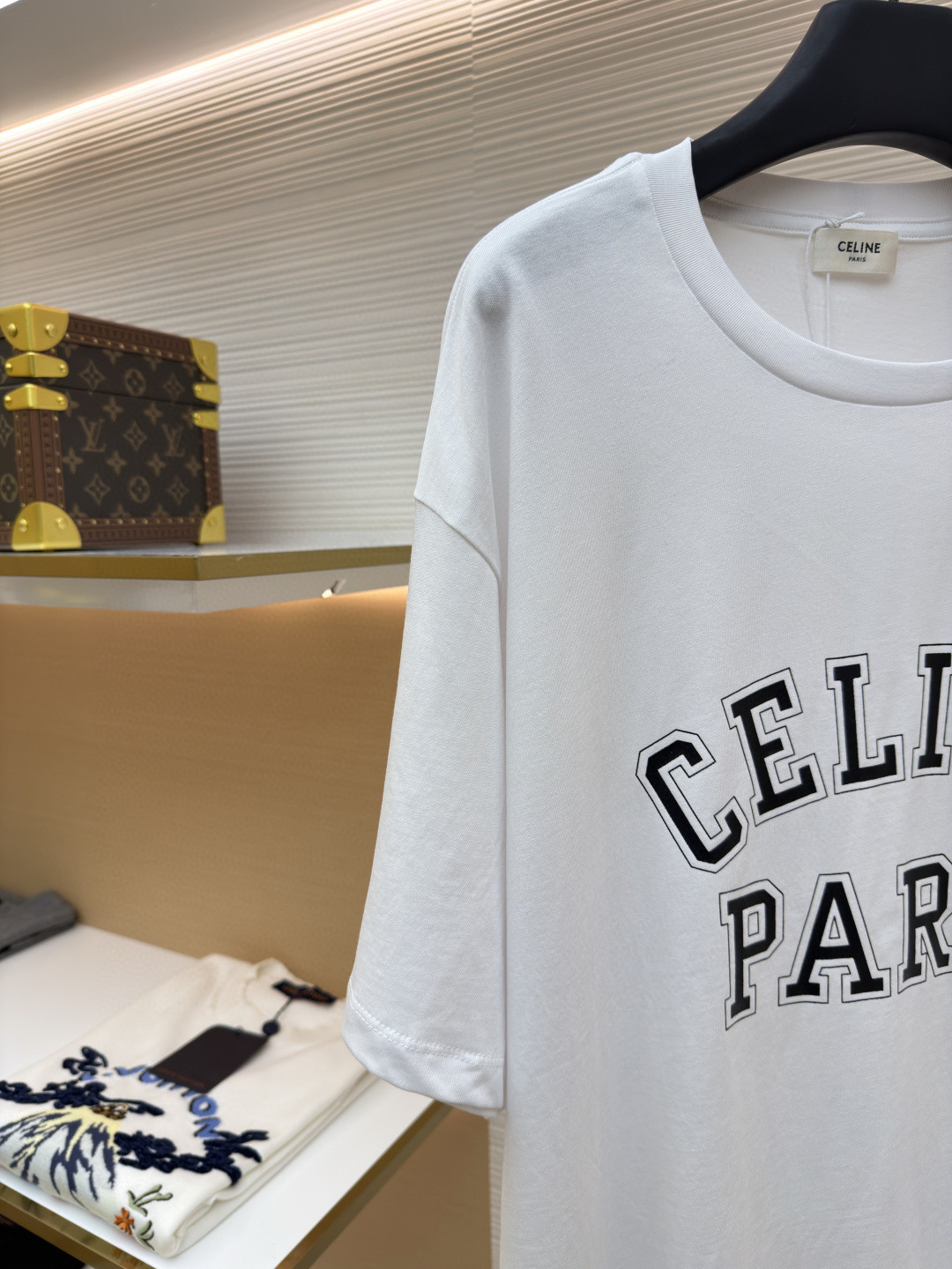 CELINE 赛琳 Paris印花 短袖 T恤 圆领 夏款 白色 蓝色 A0 RX0EF507Z-01OB