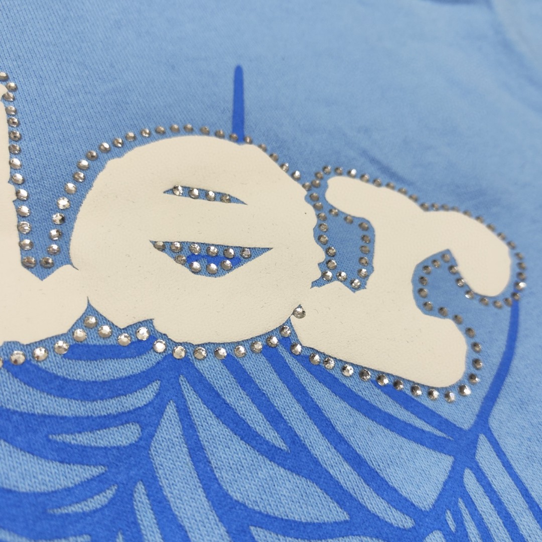 Sp5der 白色Sp5der字母 蜘蛛网套头连帽卫衣 外套 浅蓝色 B0 