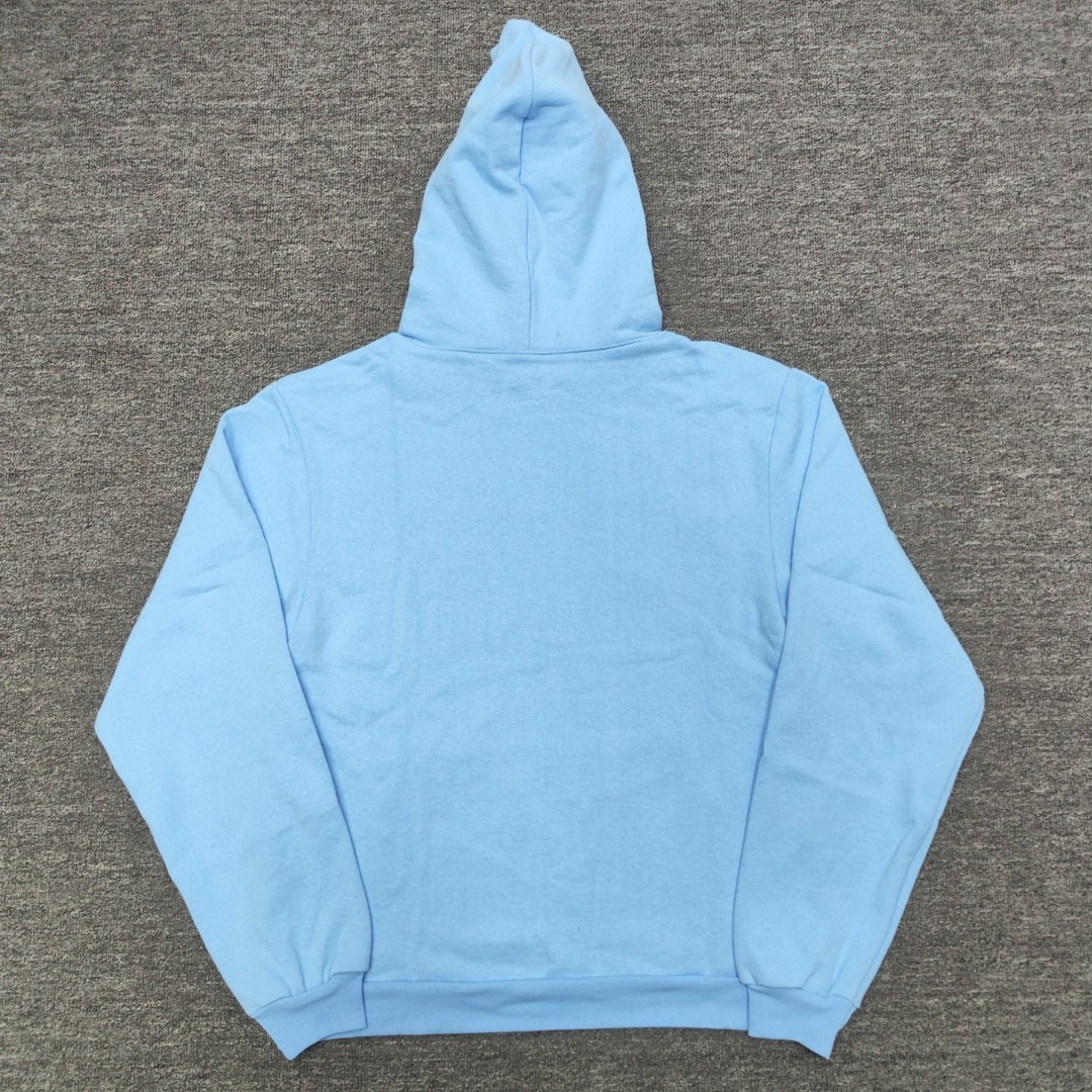 Sp5der 白色Sp5der字母 蜘蛛网套头连帽卫衣 外套 浅蓝色 B0 