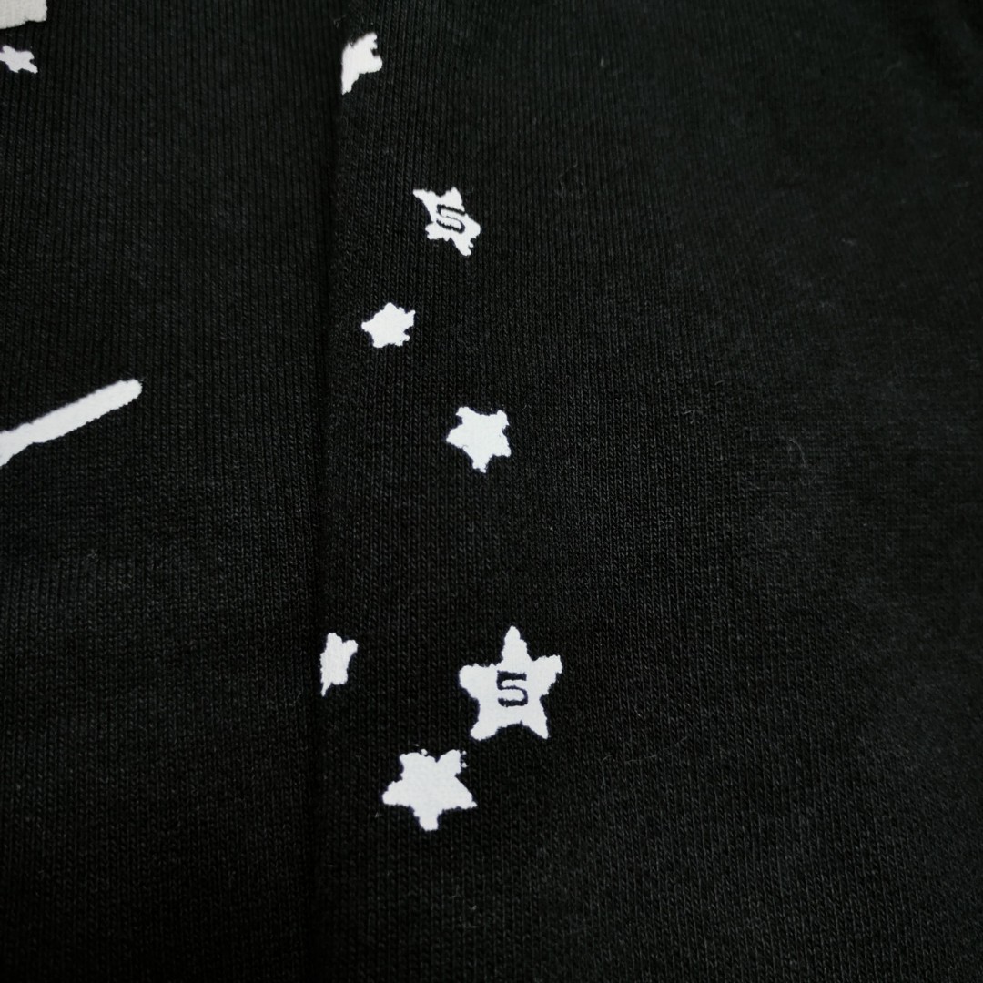 Sp5der 白色Sp5der字母 星星蜘蛛网套头连帽卫衣 外套 黑色 B0 