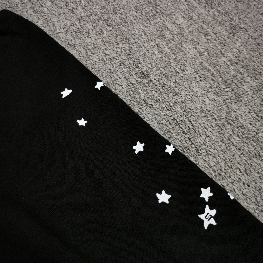 Sp5der 白色Sp5der字母 星星蜘蛛网套头连帽卫衣 外套 黑色 B0 