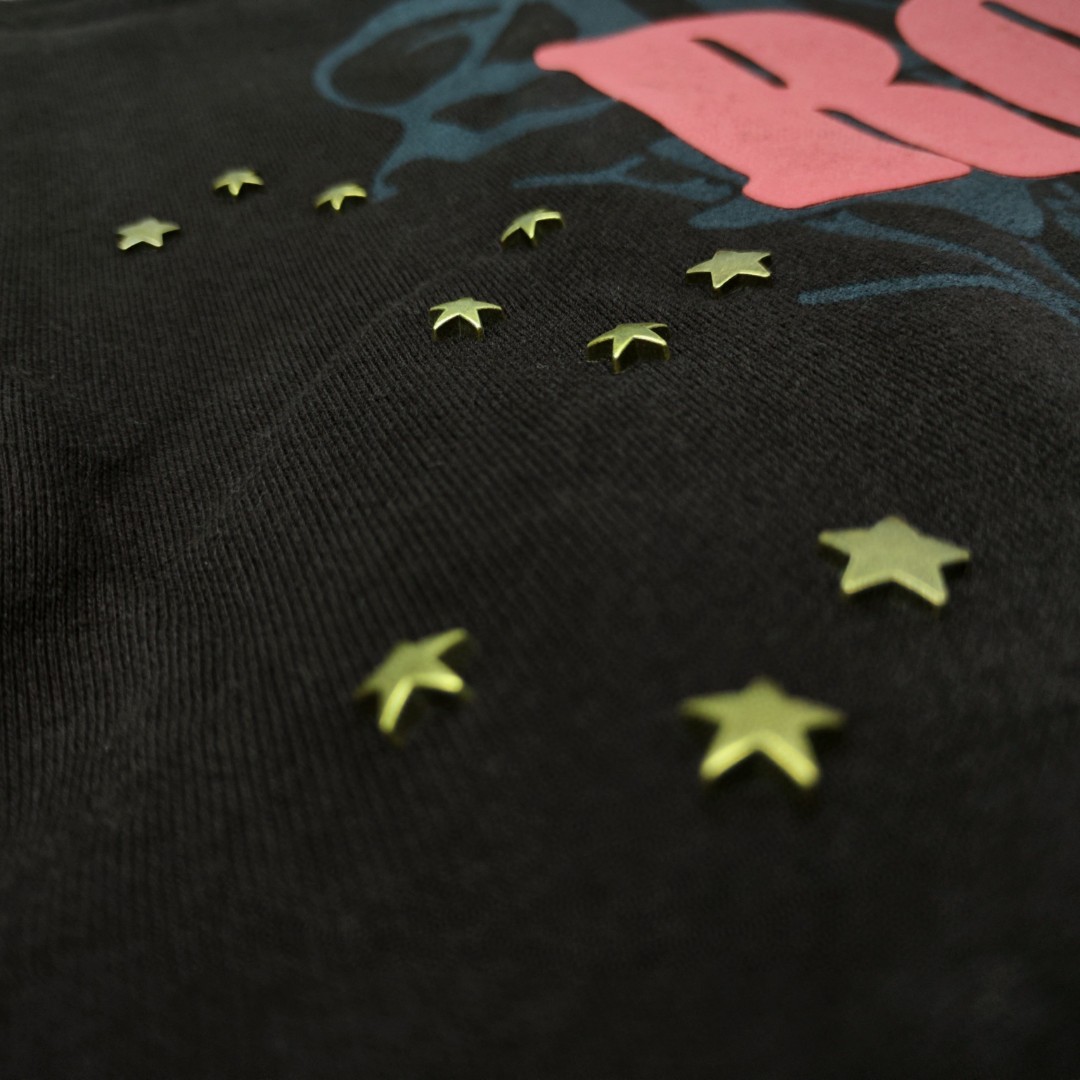 Sp5der 红色Rodeo字母 星星蜘蛛网套头连帽卫衣 外套 棕色 B0 