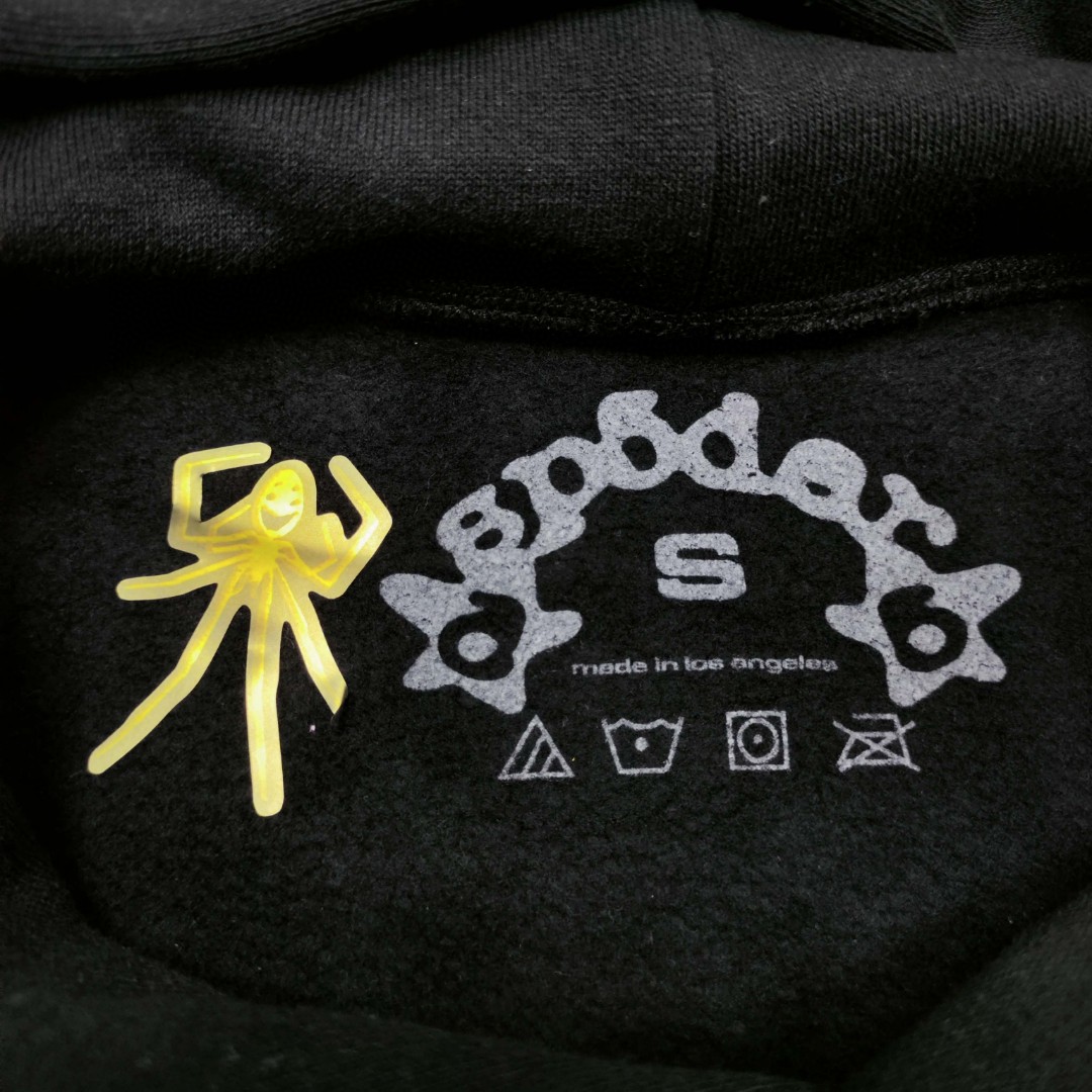 Sp5der 黄色Sp5der字母 星星印花套头连帽卫衣 外套 黑色 B0 