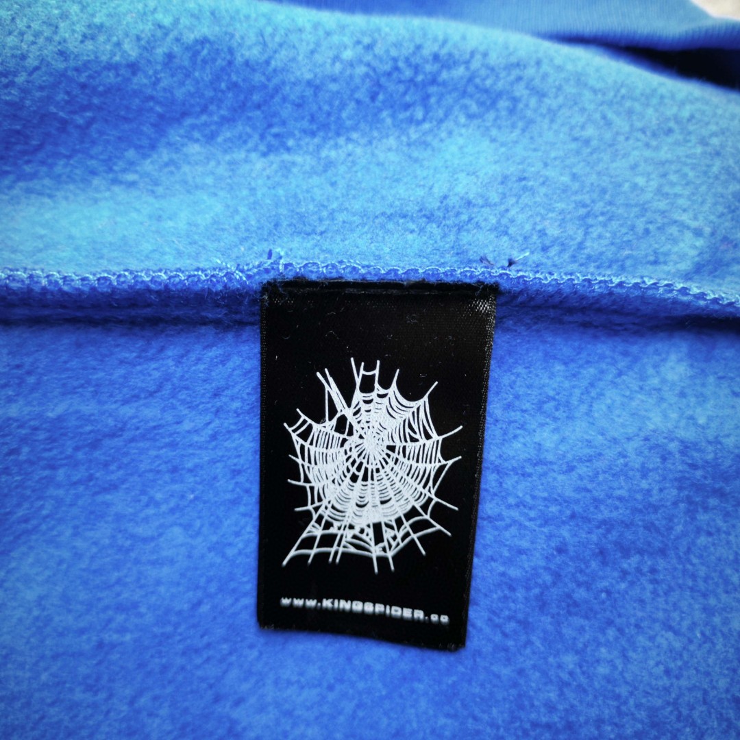 Sp5der 白色Sp5der字母 蜘蛛网套头连帽卫衣 外套 蓝色 B0 