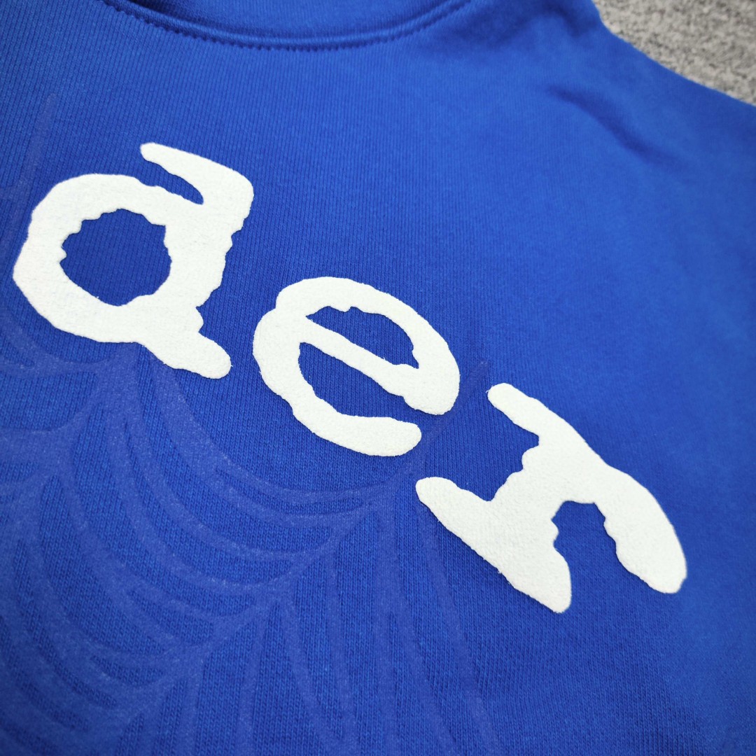 Sp5der 白色Sp5der字母 蜘蛛网套头连帽卫衣 外套 蓝色 B0 