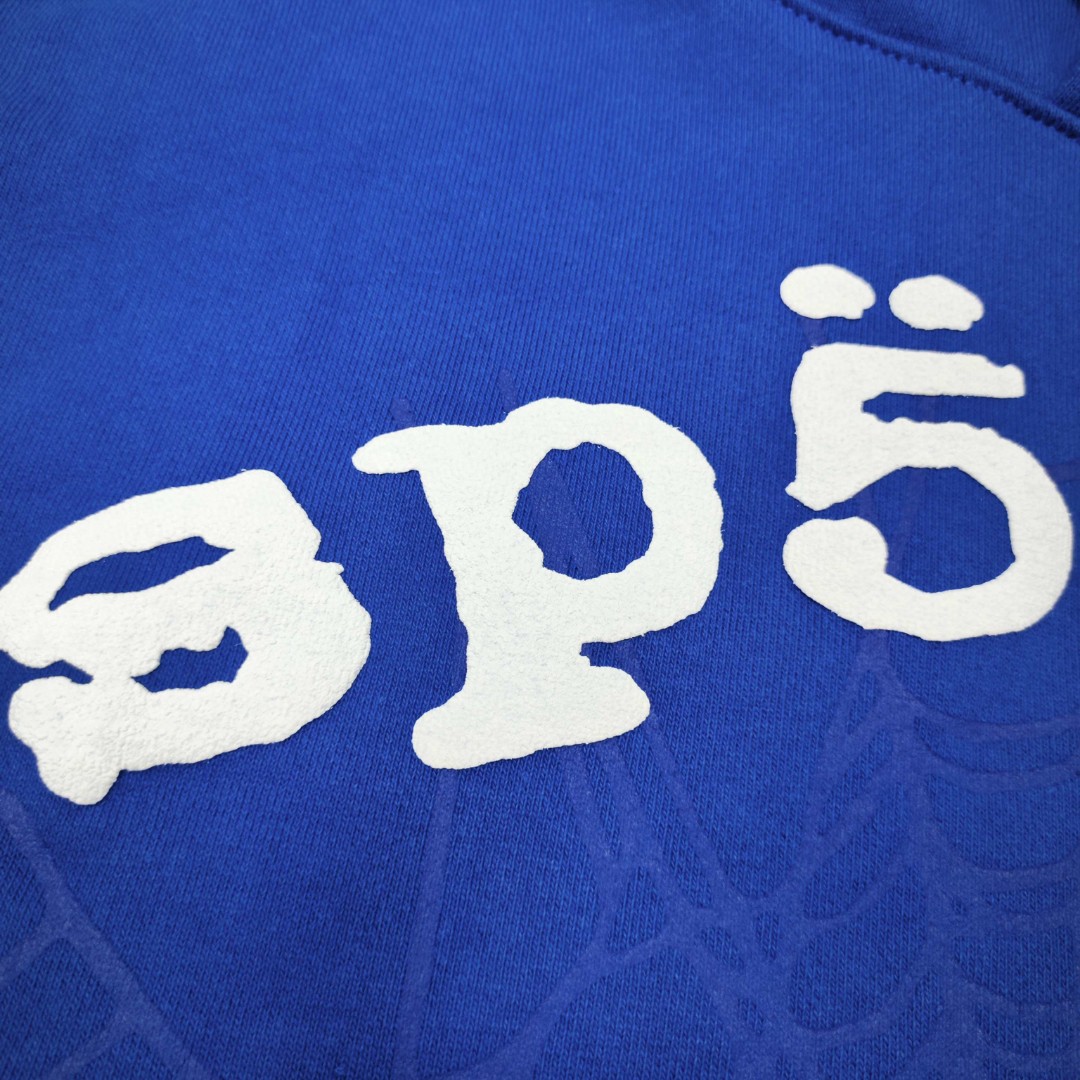 Sp5der 白色Sp5der字母 蜘蛛网套头连帽卫衣 外套 蓝色 B0 