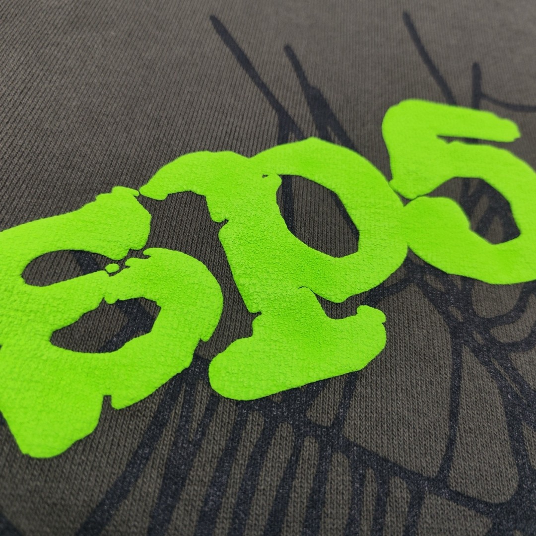 Sp5der绿色Sp5der字母 星星蜘蛛网套头连帽卫衣 外套 深灰色 B0 