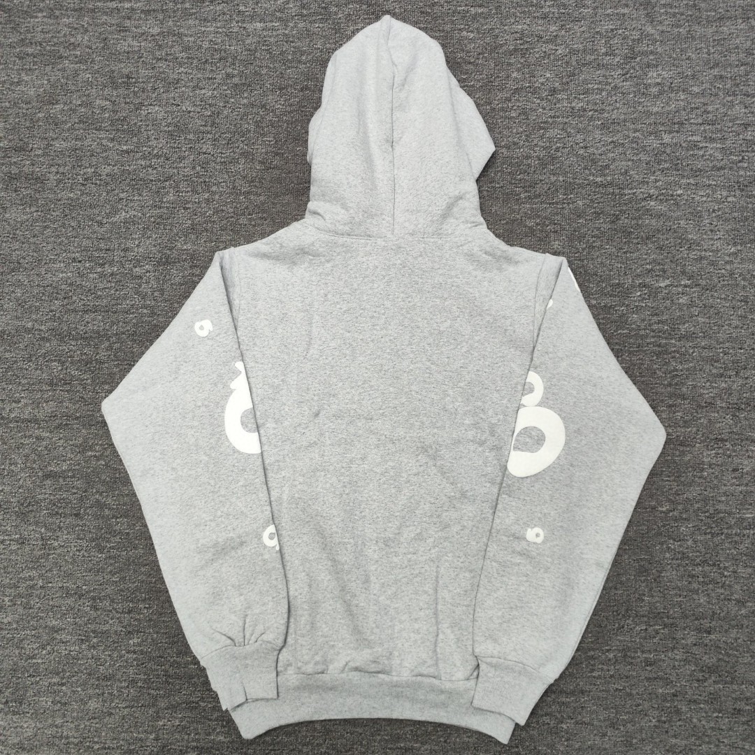 Sp5der 白色Sp5der字母 星星印花套头连帽卫衣 外套 灰色 B0 