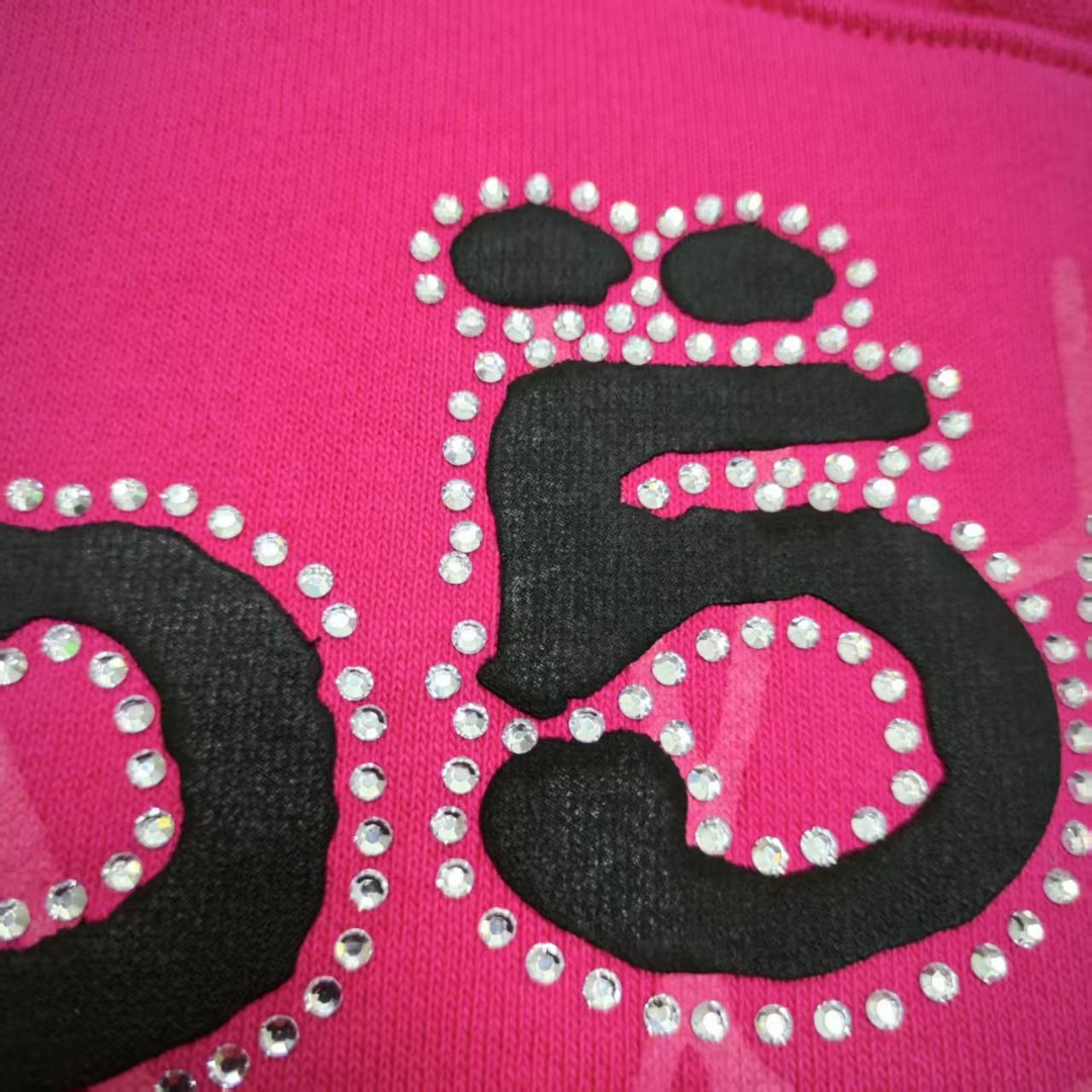 Sp5der 黑色Sp5der字母 蜘蛛网套头连帽卫衣 外套 玫红色 B0 