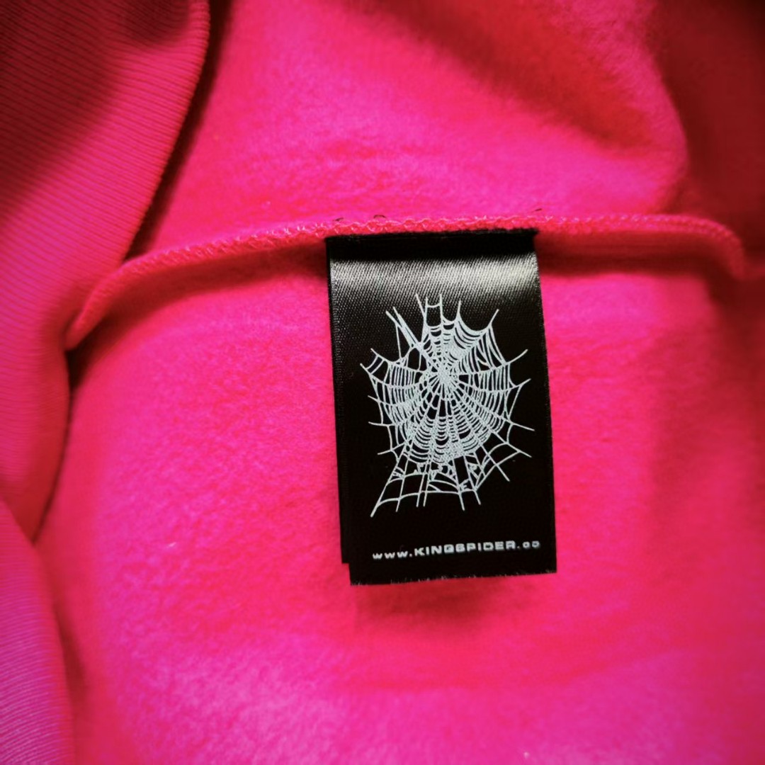 Sp5der 黑色Sp5der字母 蜘蛛网套头连帽卫衣 外套 玫红色 B0 