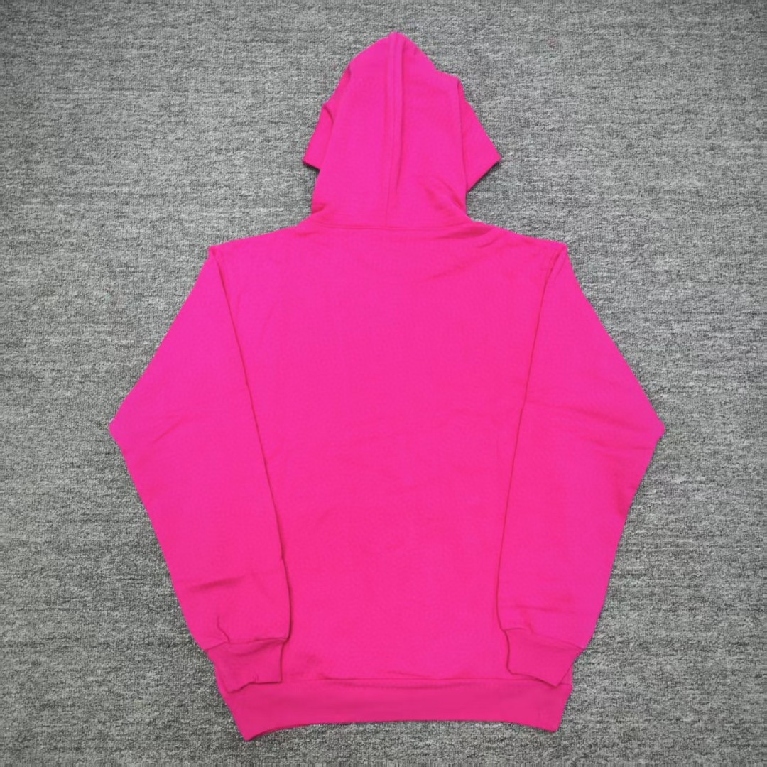 Sp5der 黑色Sp5der字母 蜘蛛网套头连帽卫衣 外套 玫红色 B0 