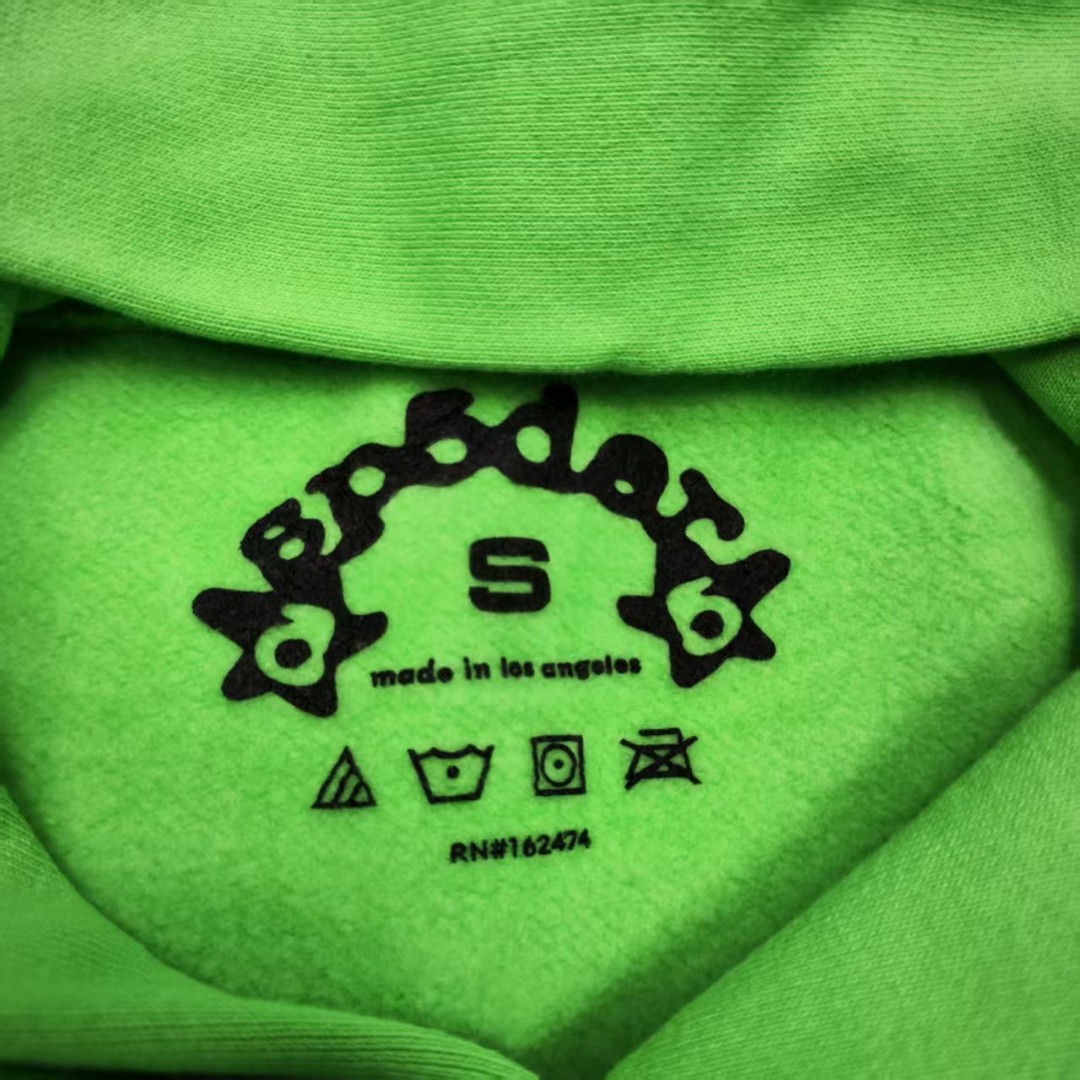 Sp5der 白色Sp5der字母 蜘蛛网套头连帽卫衣 外套 绿色 B0 