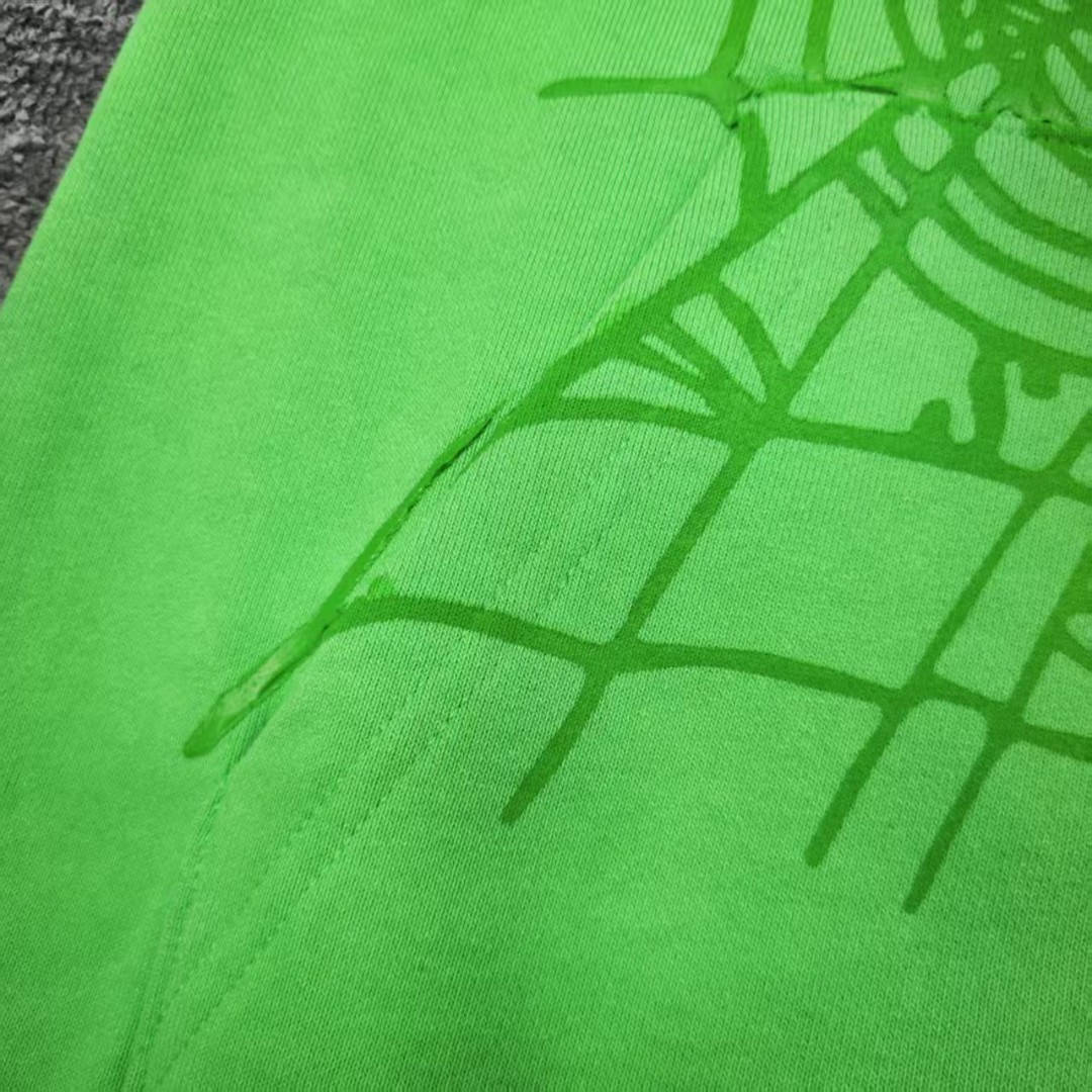 Sp5der 白色Sp5der字母 蜘蛛网套头连帽卫衣 外套 绿色 B0 