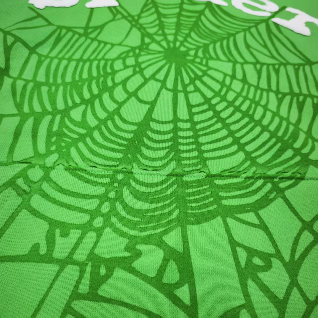 Sp5der 白色Sp5der字母 蜘蛛网套头连帽卫衣 外套 绿色 B0 