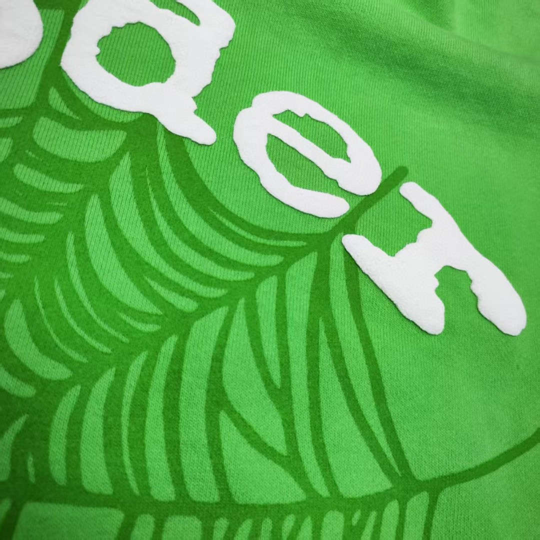 Sp5der 白色Sp5der字母 蜘蛛网套头连帽卫衣 外套 绿色 B0 