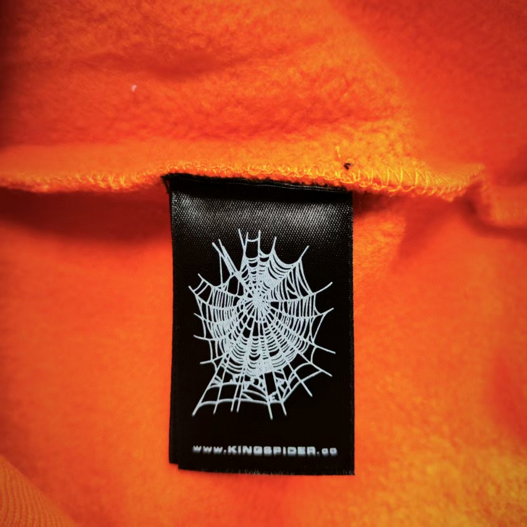 Sp5der 白色Sp5der字母 蜘蛛网套头连帽卫衣 外套 橙色 B0 