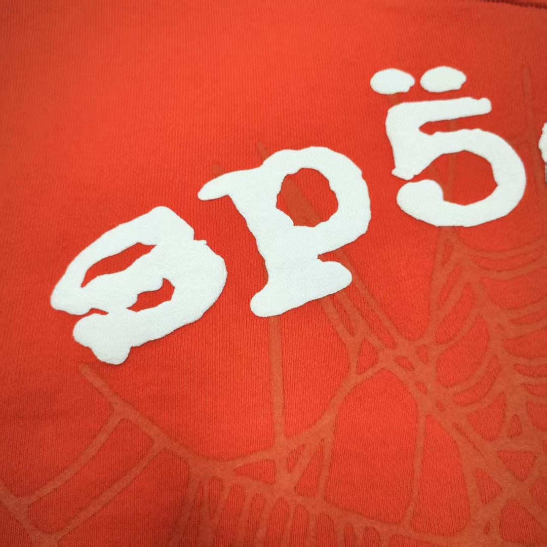 Sp5der 白色Sp5der字母 蜘蛛网套头连帽卫衣 外套 橙色 B0 