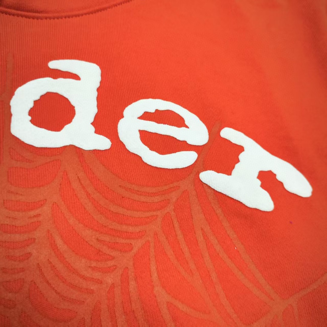 Sp5der 白色Sp5der字母 蜘蛛网套头连帽卫衣 外套 橙色 B0 