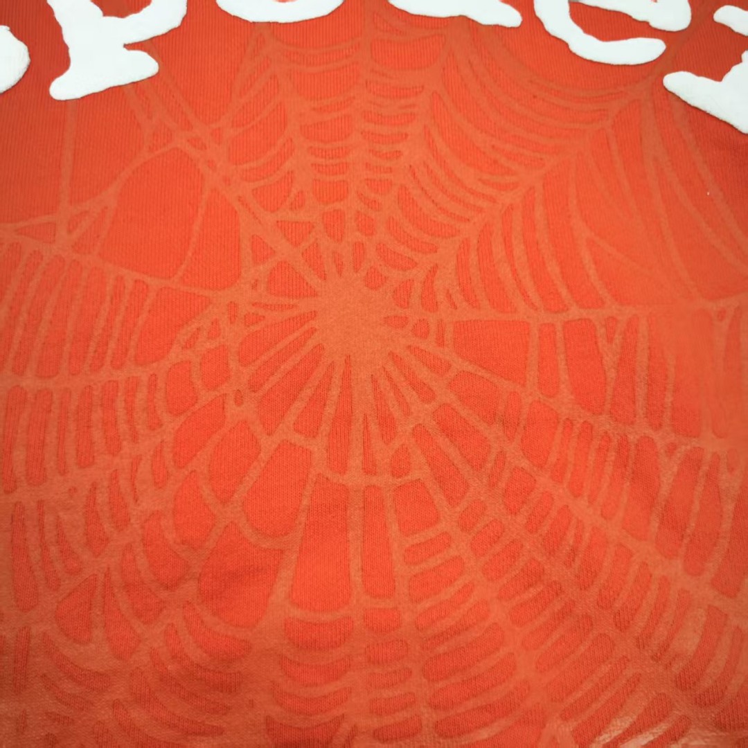 Sp5der 白色Sp5der字母 蜘蛛网套头连帽卫衣 外套 橙色 B0 