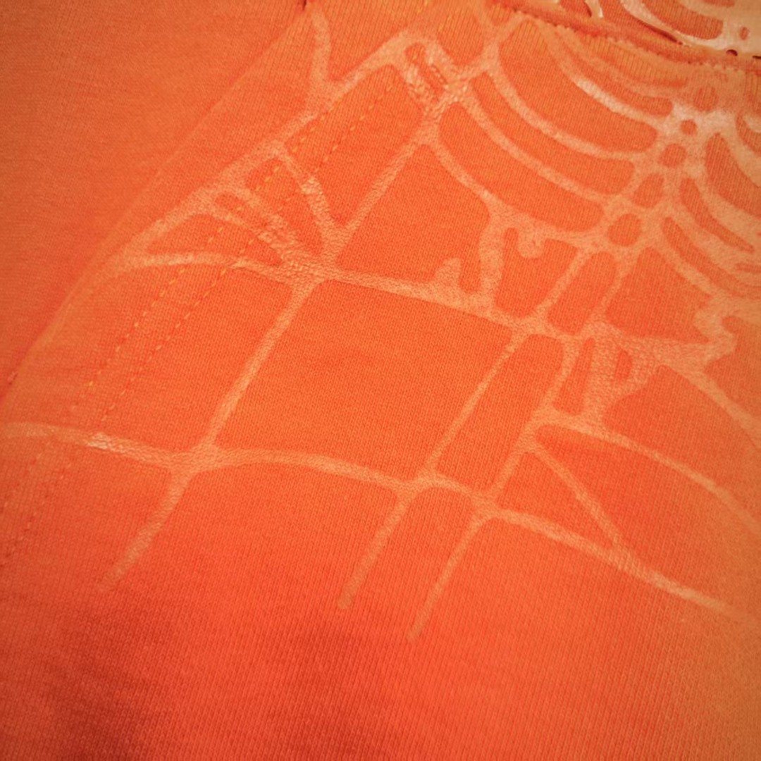 Sp5der 白色Sp5der字母 蜘蛛网套头连帽卫衣 外套 橙色 B0 