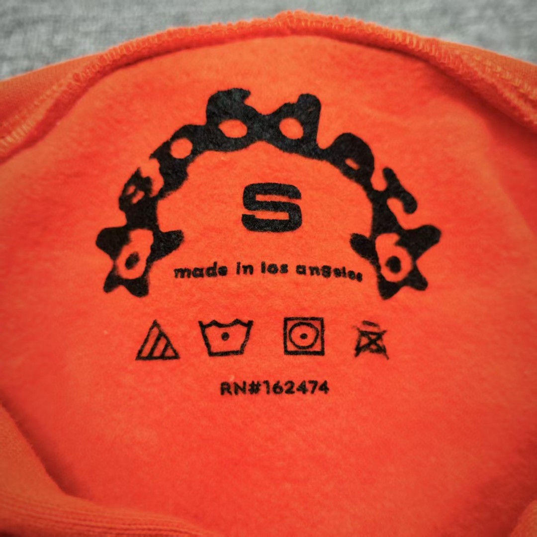 Sp5der 白色Sp5der字母 蜘蛛网套头连帽卫衣 外套 橙色 B0 