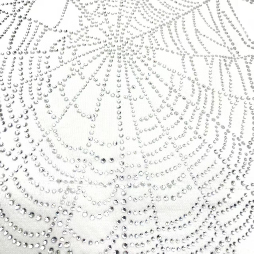 Sp5der 烫钻Spider字母 蜘蛛网套头连帽卫衣 外套 白色 B0 