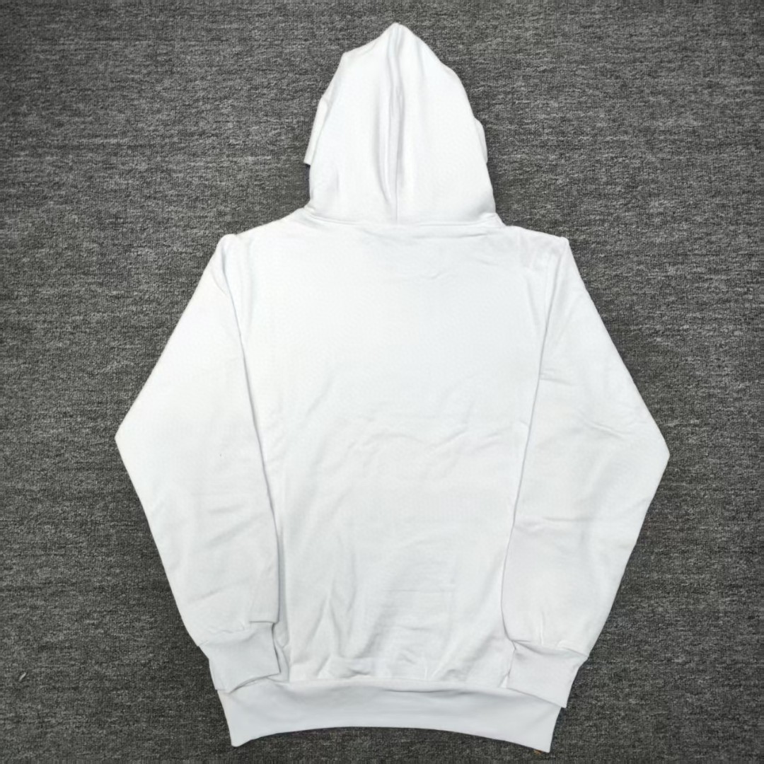 Sp5der 烫钻Spider字母 蜘蛛网套头连帽卫衣 外套 白色 B0 