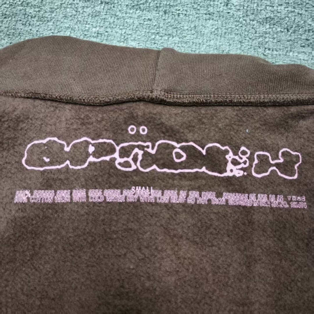 Sp5der 粉色555数字 星星蜘蛛网套头连帽卫衣 外套 棕色 B0 