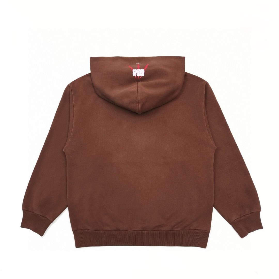 Sp5der 粉色555数字 星星蜘蛛网套头连帽卫衣 外套 棕色 B0 