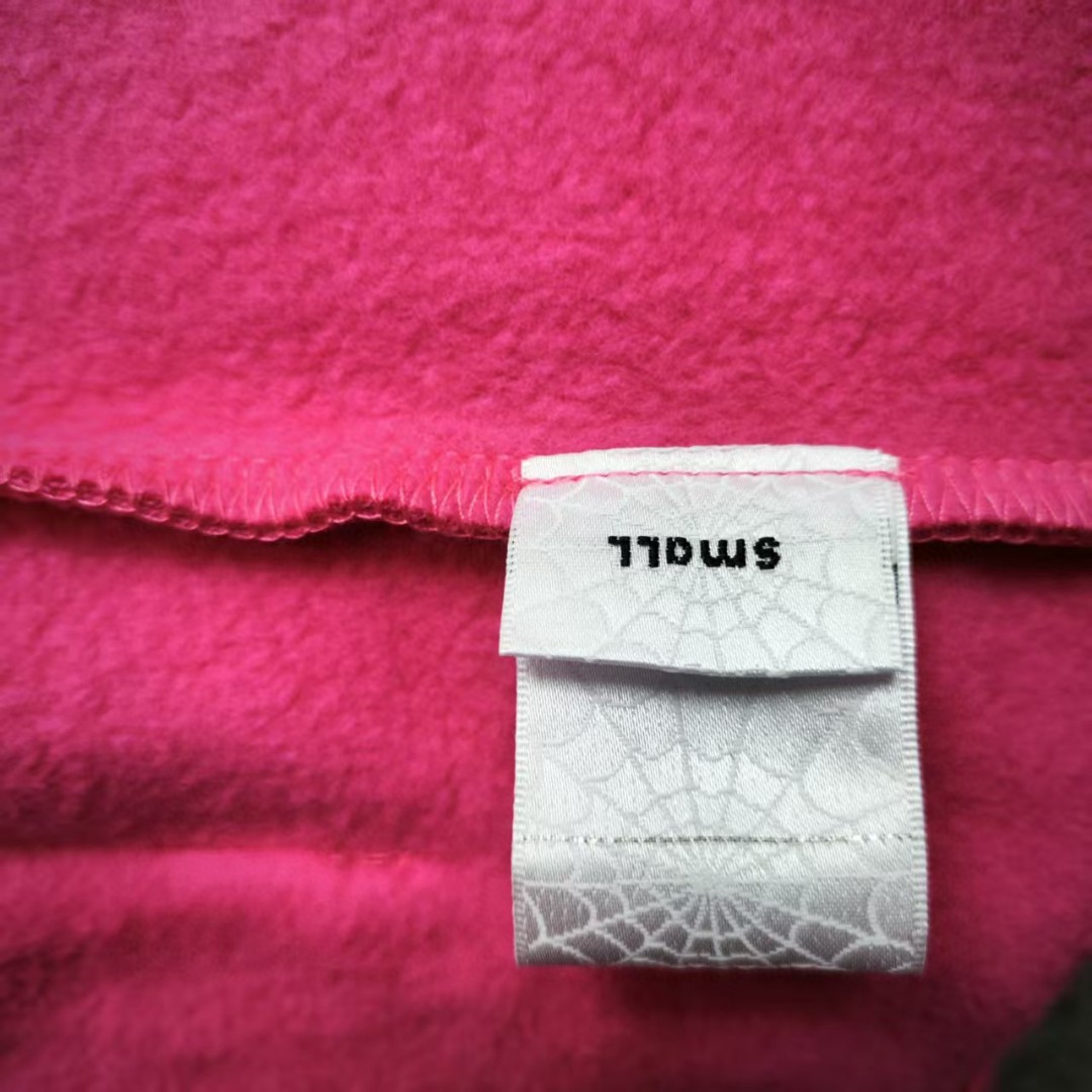 Sp5der 黑色Sp5der字母 星星蜘蛛网套头连帽卫衣 外套 玫红色 B0 