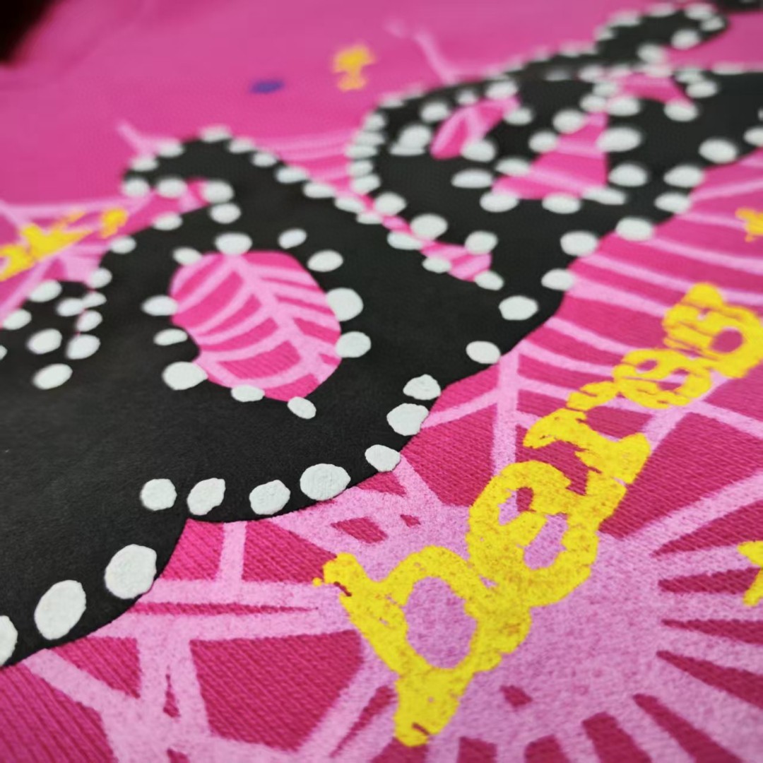 Sp5der 黑色Sp5der字母 星星蜘蛛网套头连帽卫衣 外套 玫红色 B0 