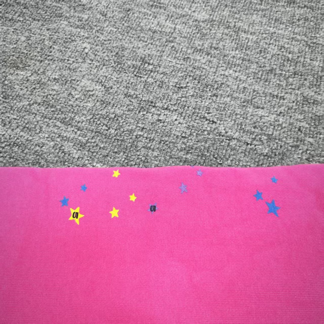 Sp5der 黑色Sp5der字母 星星蜘蛛网套头连帽卫衣 外套 玫红色 B0 