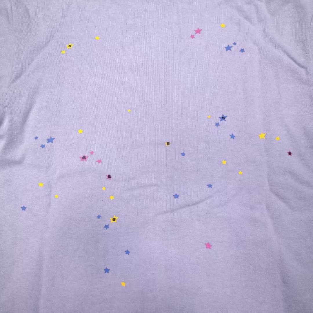 Sp5der 黑色Sp5der字母 星星蜘蛛网套头连帽卫衣 外套 香芋紫 B0 