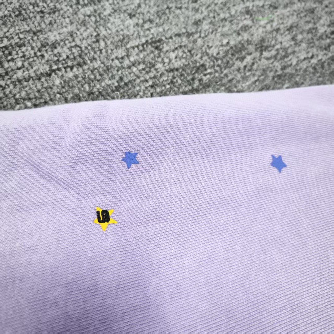 Sp5der 黑色Sp5der字母 星星蜘蛛网套头连帽卫衣 外套 香芋紫 B0 