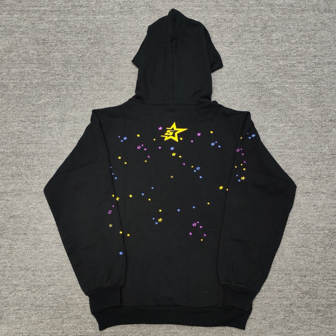 Sp5der 粉色Sp5der字母 蜘蛛网套头连帽卫衣 外套 黑色 B0 