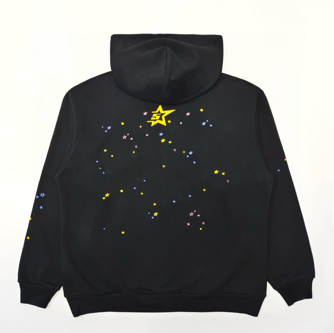 Sp5der 粉色Sp5der字母 蜘蛛网套头连帽卫衣 外套 黑色 B0 