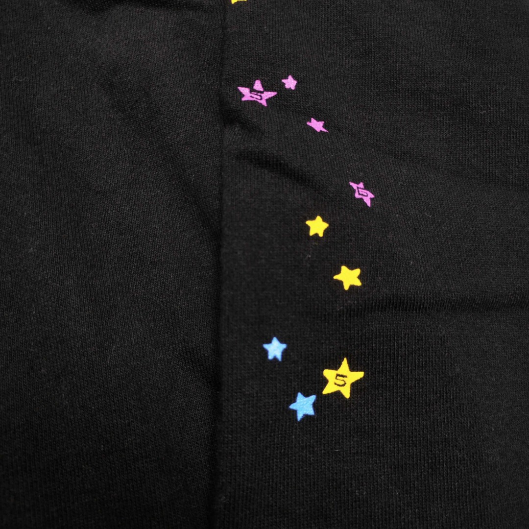 Sp5der 粉色pink字母 蜘蛛网套头连帽卫衣 外套 黑色 B0 