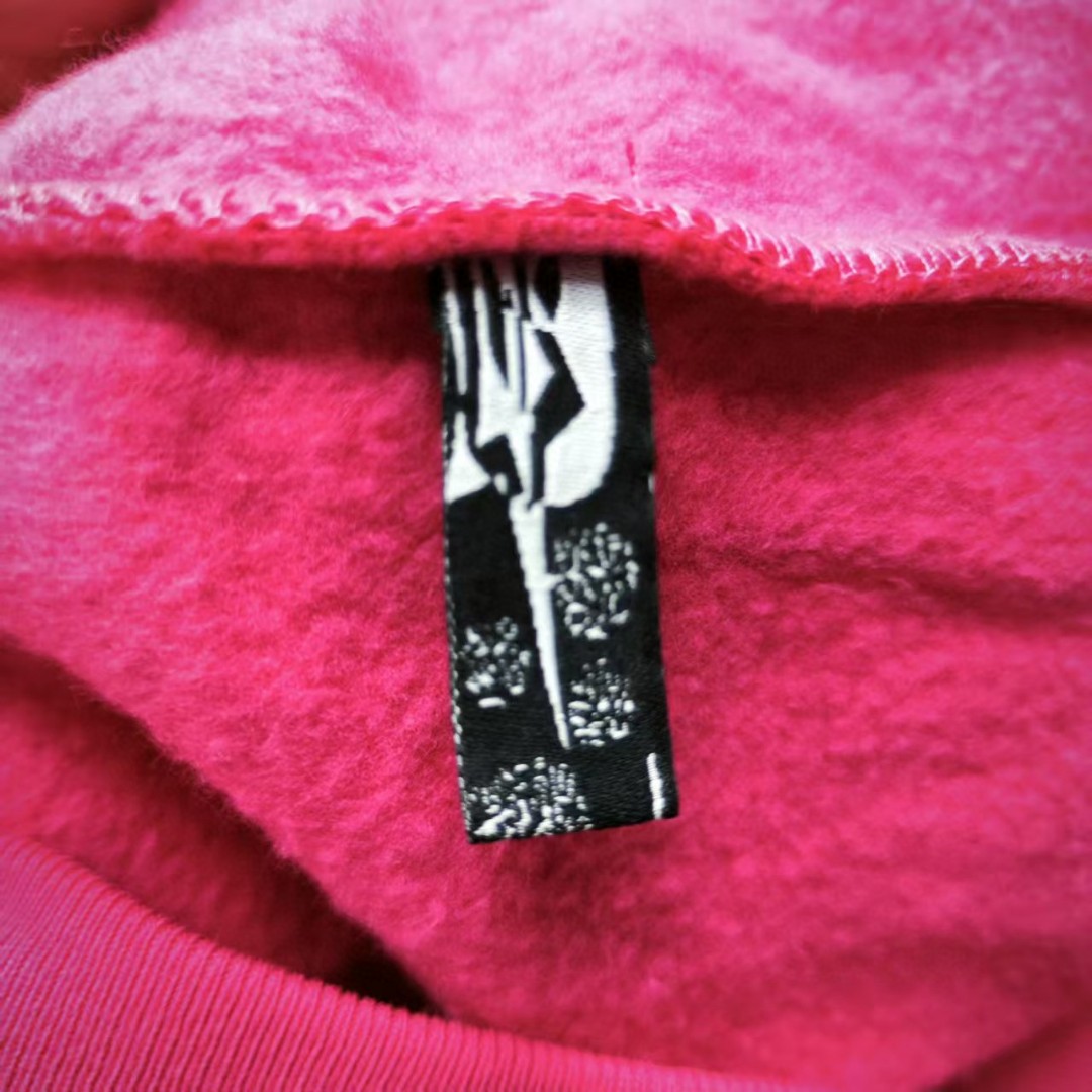 Sp5der 黑色pink字母 蜘蛛网套头连帽卫衣 外套 玫红色 B0 