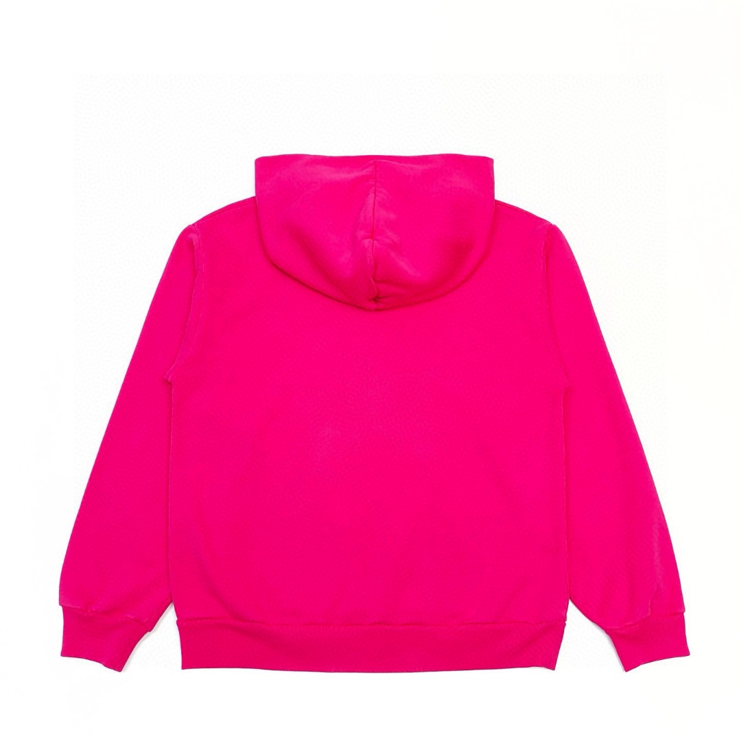 Sp5der 黑色pink字母 蜘蛛网套头连帽卫衣 外套 玫红色 B0 