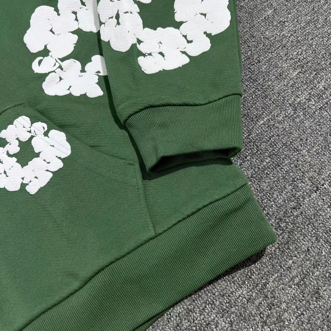 Denim Tears 花环图案发泡印花套头连帽卫衣 外套 绿色 B0 