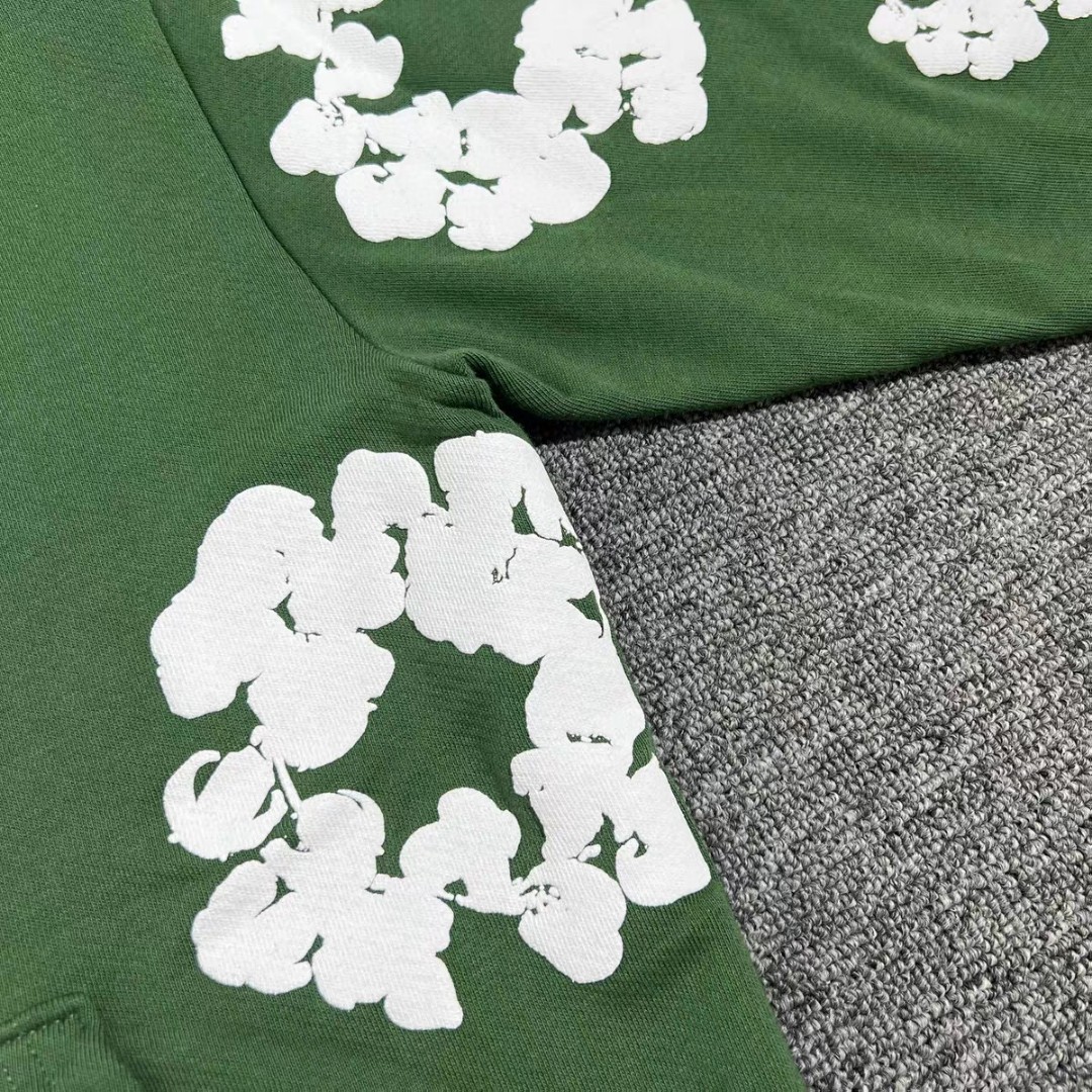 Denim Tears 花环图案发泡印花套头连帽卫衣 外套 绿色 B0 